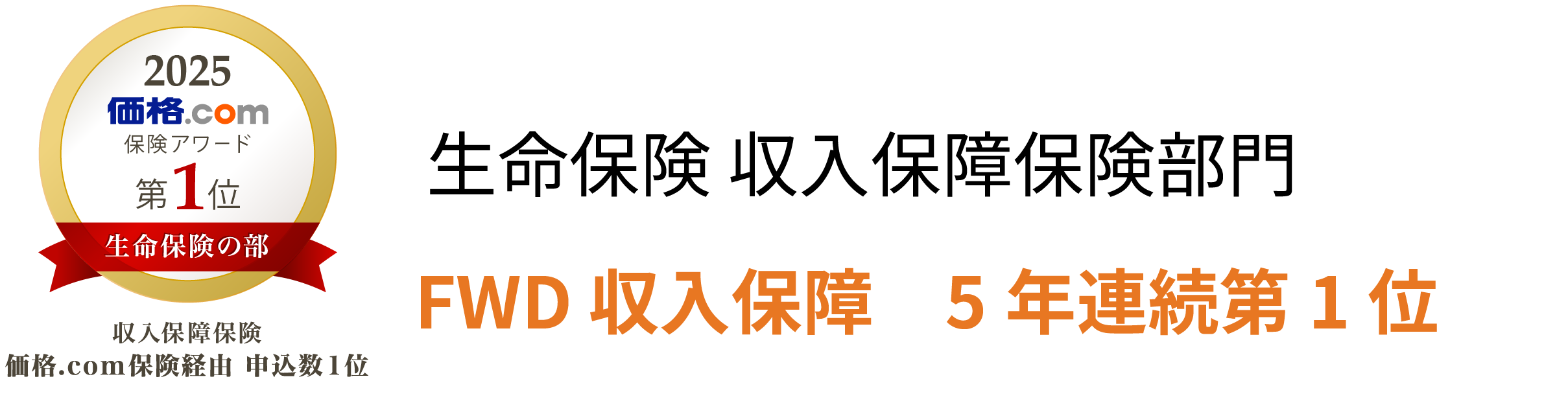 生命保険 収入保障保険部門 FWD収入保障　第１位
            